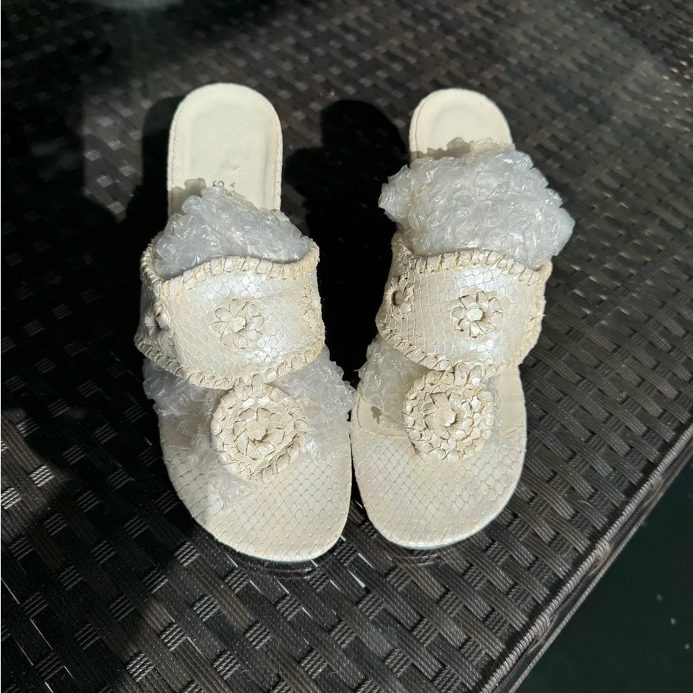 Jack Rogers Whipstitches Kitten Heel Thong Sandals SZ 6 - Picture 14 of 16